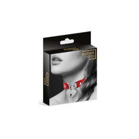 Collier en cuir rouge SM avec pendentif cadenas coeur argenté 